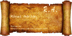 Rónai Adrián névjegykártya